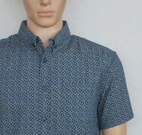 #M9184N3 EIGHTHAVENUE MENS SLIM FIT COTTON SHIRT 4N3 - Navy AOP, XL