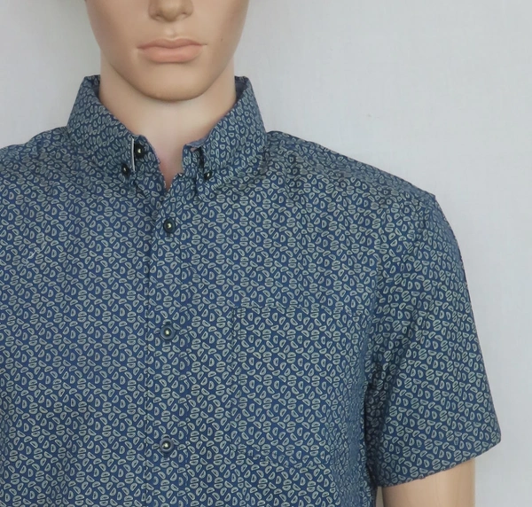#M9184N3 EIGHTHAVENUE MENS SLIM FIT COTTON SHIRT 4N3 - Navy AOP, XL