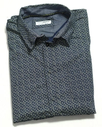 #M9184N3 EIGHTHAVENUE MENS SLIM FIT COTTON SHIRT 4N3 - Navy AOP, XL