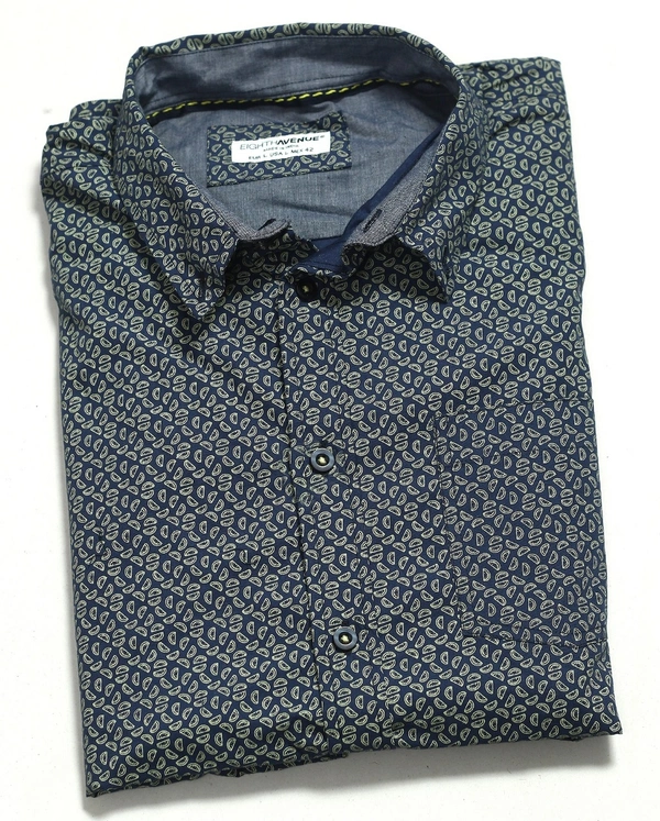 #M9184N3 EIGHTHAVENUE MENS SLIM FIT COTTON SHIRT 4N3 - Navy AOP, XL
