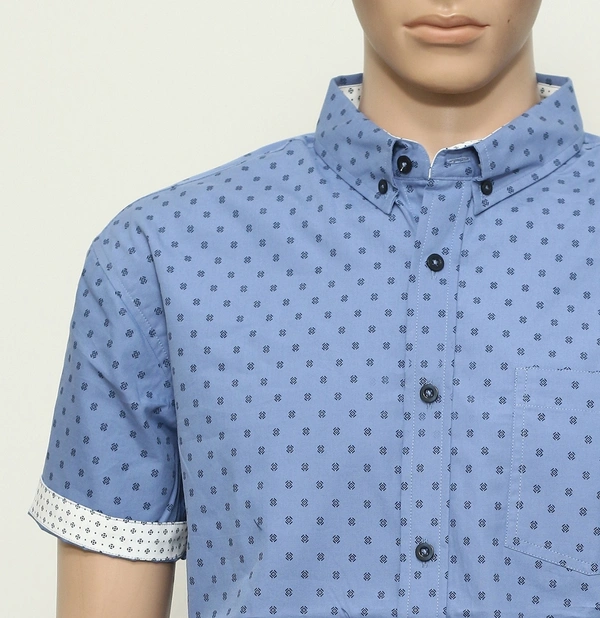 #XM9184B4 EIGHTHAVENUE MENS SLIM FIT COTTON SHIRT 4B4 - Blue AOP, S