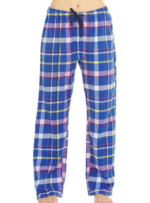 #W12407K1 CARNIVAL INTIMATES CARNIVAL LADIES FLANNEL LOUNGE PANTS 7K1 - Blue/Yellow Checked, XL