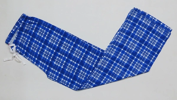 #W12050ABCD1 MAX LADIES PRINTED NIGHT PANT CD1 - S, Blue Checks