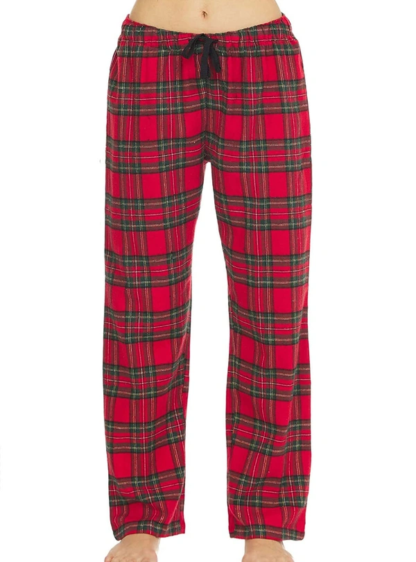 #W12407D2 CARNIVAL INTIMATES CARNIVAL LADIES FLANNEL LOUNGE PANTS 7D2 - Red Green checked, S
