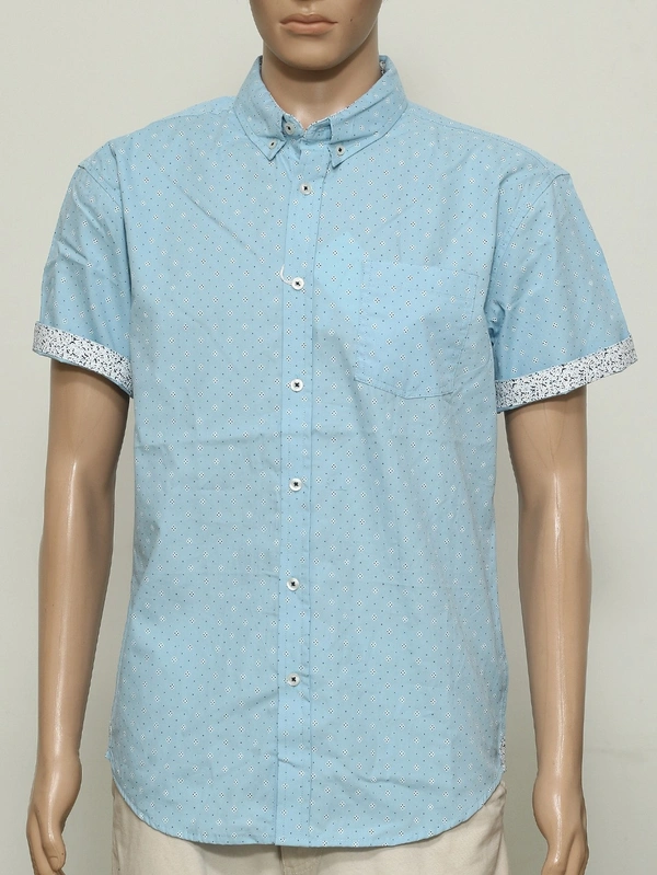 #XM9184B2 EIGHTHAVENUE MENS SLIMFIT COTTON  SHIRT 4B2 - Blou AOP, M