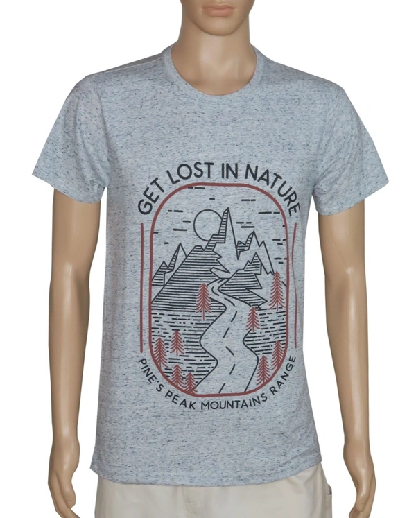 #M9585D2 MENS GRINDLED YARN TSHIRT  5D2 - Grey Melange/ Lost in Nature, M