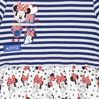 #JG21260B1 MINNIE MOUSE MINNIE MOUSE GIRLS PRINTED DRESS 0B1 - White Blue AOP, 2 Years
