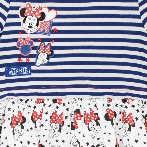 #JG21260B1 MINNIE MOUSE MINNIE MOUSE GIRLS PRINTED DRESS 0B1 - White Blue AOP, 2 Years