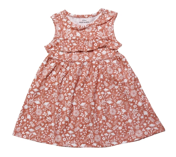 #G20388A George  GIRLS PRINTED DRESS 88A - Peach AOP, 2/3 Years