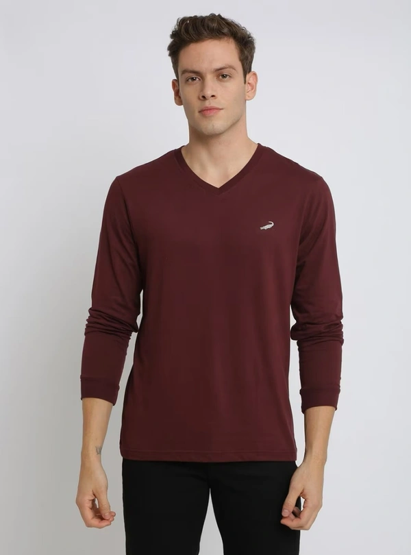 #M10119VA1 CROCODILE  CROCODILE LONG SLEEVE NECK TSHIRT  VA1 - Burgundy, L