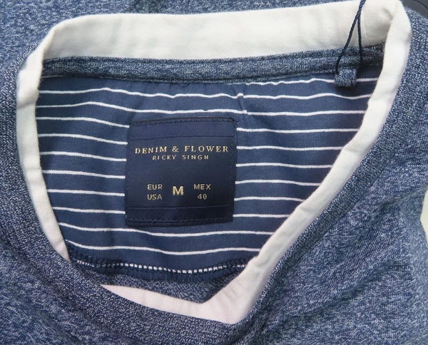 #M9872A2 Denim & Flower  DENIM & FLOWER GRINDLE YARN T SHIRT 2A2 - Grindled Navy, XL