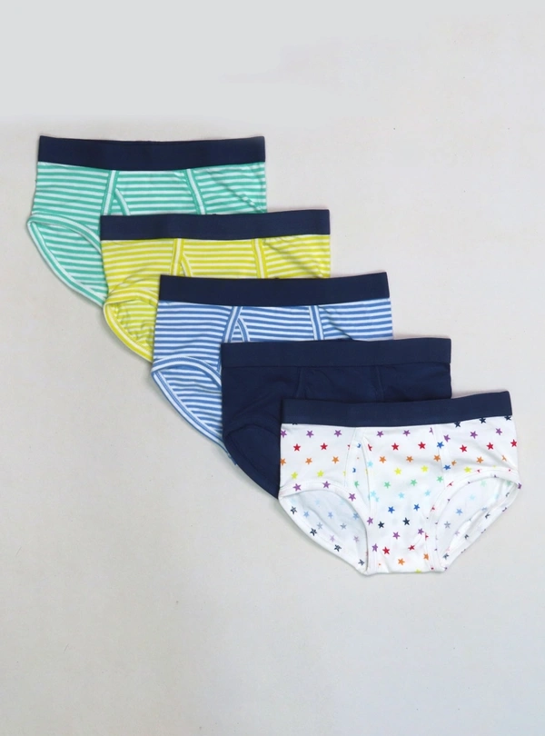 #JB15313PO5A1 PRIMARY  PRIMARY BOYS 5 PACK OUTER ELASTIC BRIEFS 5A1 - Mixed Colours, 4-5 Years