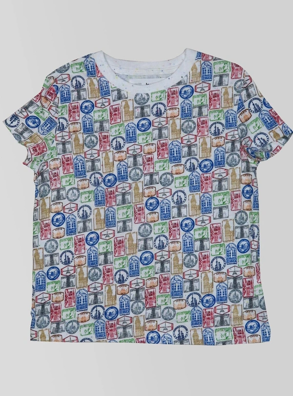 #G21232A6 Desigual  DESIGUAL GIRLS PRINTED TSHIRT 2A6 - White Stamps AOP, 5-6 Years