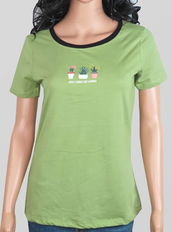 #W12391A1 Sandwich  HONEY PRINTED RINGER TEE 1A1 - Green, M