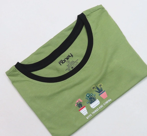 #W12391A1 Sandwich  HONEY PRINTED RINGER TEE 1A1 - Green, M