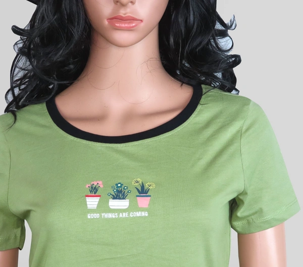 #W12391A1 Sandwich  HONEY PRINTED RINGER TEE 1A1 - Green, L