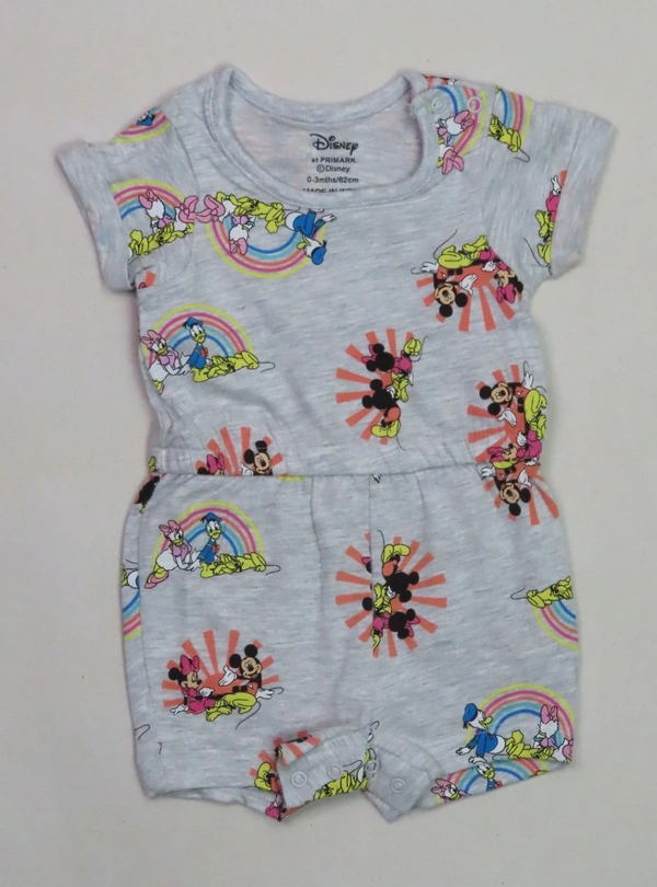 #A30619B2 DISNEY (PRIMARK) DISNEY BABY GIRLS PRINTED DUNGAREE 9B2 - Grey Melang, 6-9m