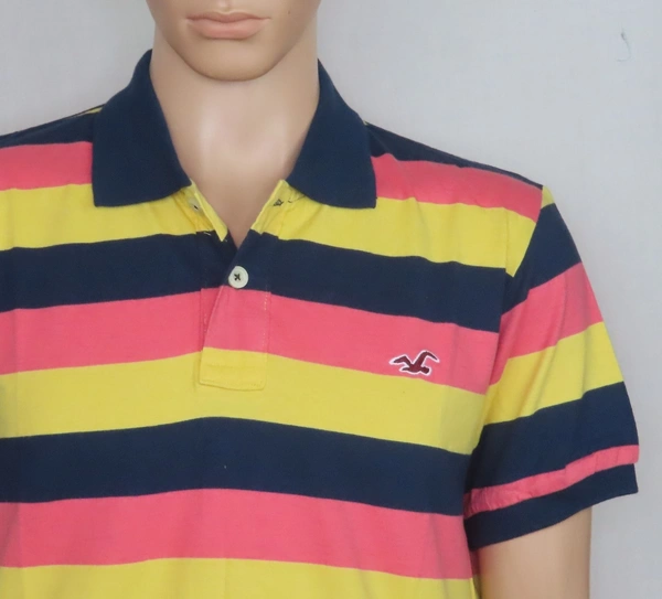 #M9779A2 HOLISTER HOLISPER STRIPED POLOS 9A2 - Yellow/Navy/Pink Striped, S