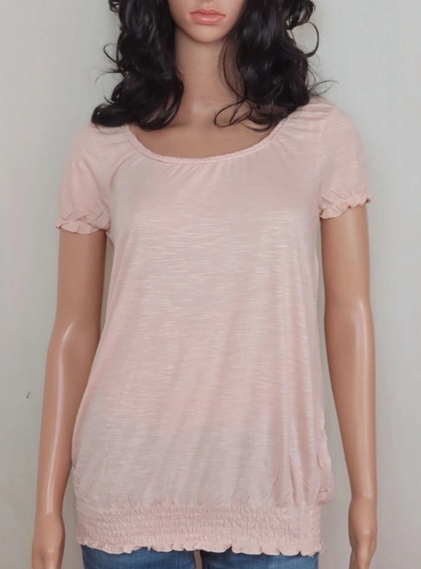 #W10183A1 GINA  GINA VISCOSE  SLUB KNIT TSHIRT  3A1 - pastel peach, L40