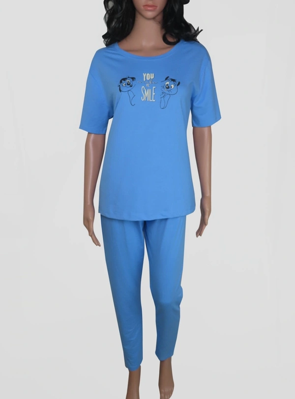 #W12314A3 Zivame ZIVAME LADIES PRINTED PYJAMA SET 4A3 - Blue, L