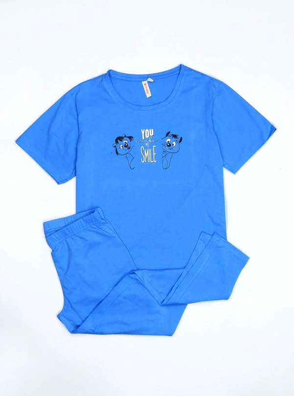 #W12314A3 Zivame ZIVAME LADIES PRINTED PYJAMA SET 4A3 - Blue, L