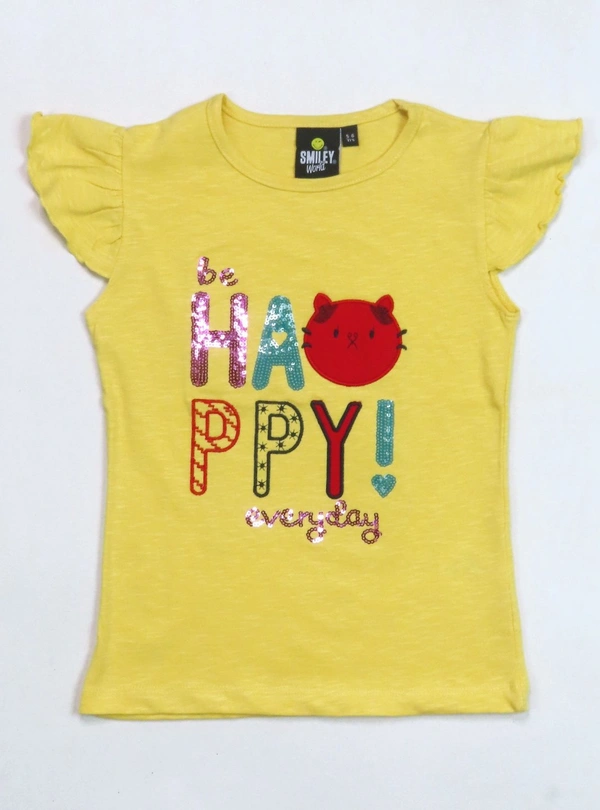 #G21055A1 SMILEY  SMILEY  GIRLS  SEQUINNED 5A1 - Yellow, 4-5y