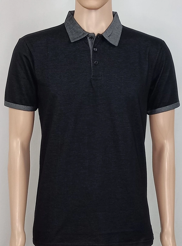 #M10142E1DENIM &FLOWER  DENIM FLOWER SLUB JERSEY POLO 2E1 - Black, XL
