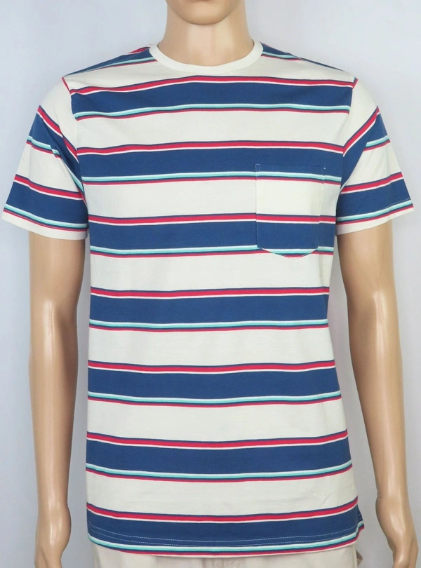 #M10133E2 Denim &Flower  DENIM &FLOWER PRINTED TSHIRT  3E2 - white/Black Red striped, L