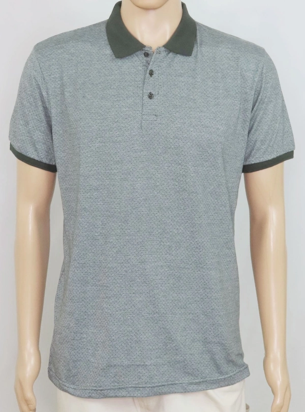 #M10142D2 DENIM &FLOWER  DENIM & FLOWER JACQUARD  POLO  2D2 - Green, L