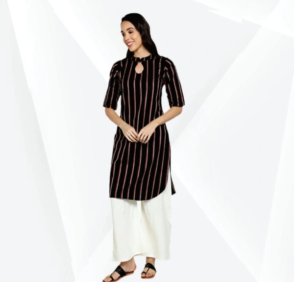 #FBKR0085 Fabclub Cotton  STRIPED Straight Kurti  For Women  085 - As image, M