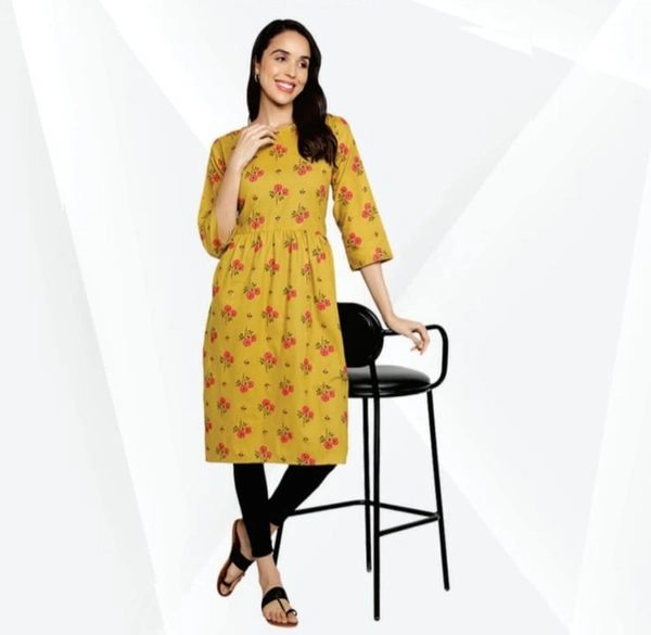 #FBKR0047 FABCLUB  Cotton Floral Print Anarkali /Umbrella Cut/Ghirardelli Kurti For Women  074 - As image, XL
