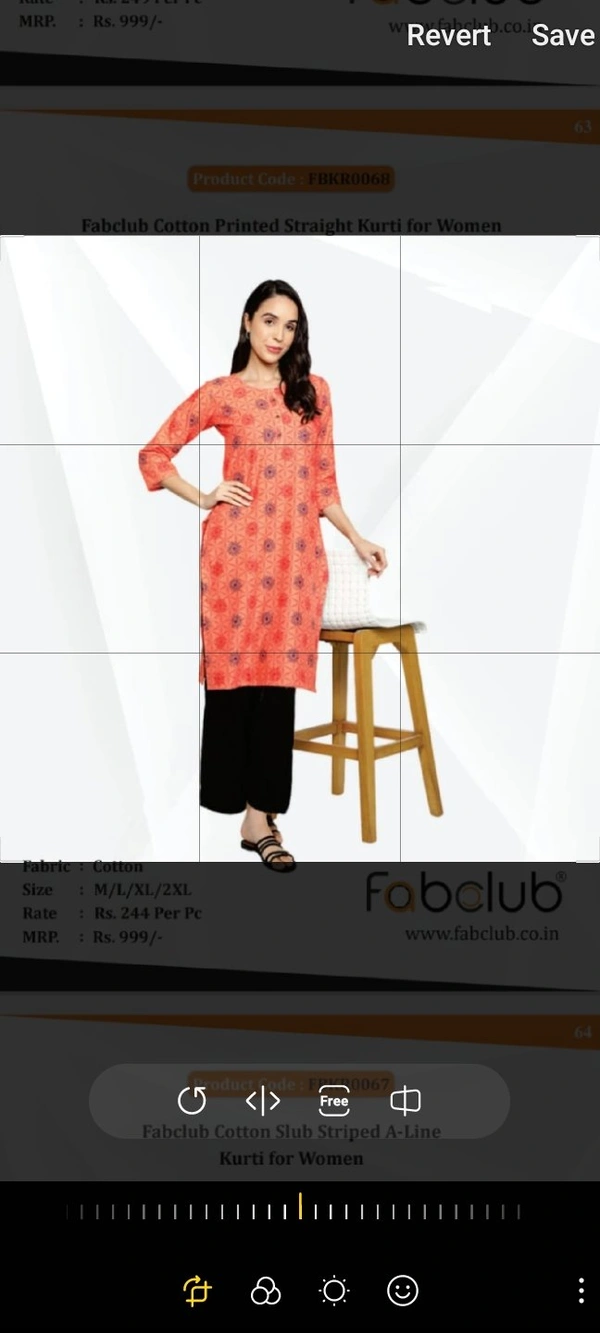 #FBKR0068 FABCLUB  Cotton Printed Straight Kurti For Women  068 - As image, M