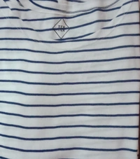#W11889W1 TEX STRIPED 3/4 Th SLEEVE T SHIRT 9A1 - White/ Navy Striped, XS