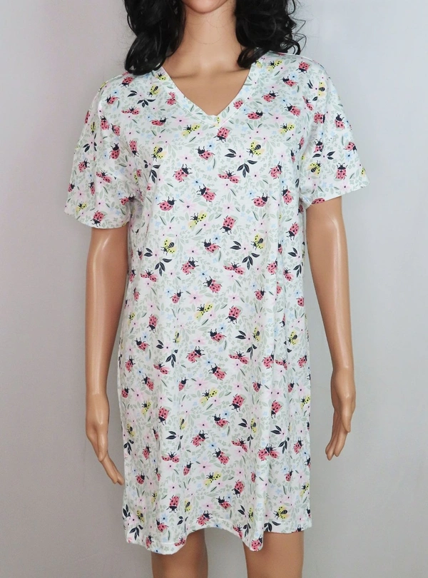#W12435A1 Anko ANKO PRINTED NIGHTSHIRT 5A1 - White / Floral AOP, XXL (16)