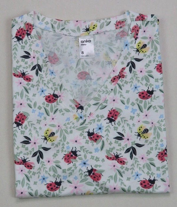 #W12435A1 Anko ANKO PRINTED NIGHTSHIRT 5A1 - White / Floral AOP, XXL (16)