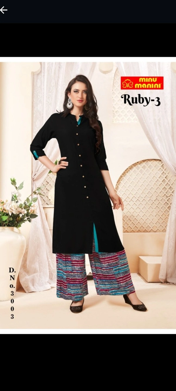 #3003 Minu Ruby 3 Rayon Long Kurti 003 - As image, XL