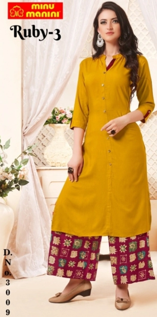#3009 Minu Ruby 3 Rayon Long Kurti 009 - As image, XL