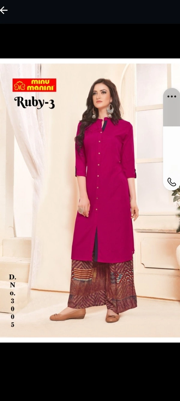#3005 Minu Ruby3 Rayon Long Kurti 005 - As image, XL