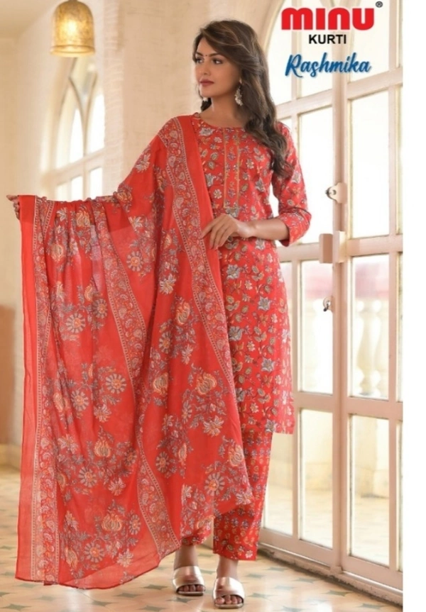 #1003 Minu Rashida Combo Whit Dupatta  Kurti 003 - As image, XL