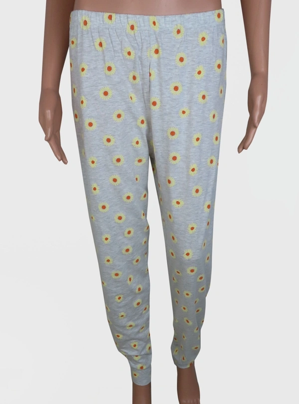 #W12367A2 neutral  LADIES PRINTED NIGHT PANT 7A2 - Grey Melage, XL