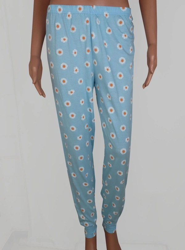 #W12367B1 neutral  LADIES PRINTED NIGHT PANT 7B1 - Blue, L