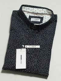 #M9184N1 ELGHTHAVENUE  MENS SLIMFIT COTTON SHIRT  4N1 - Navy AOP, XL