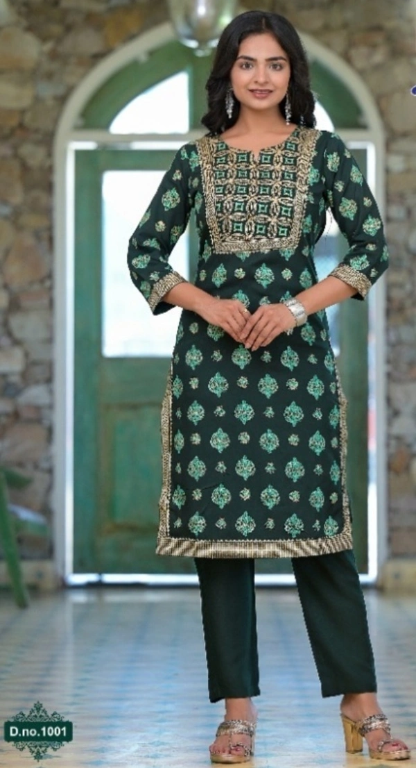 #1001 Minu PrathistaCombo Kurti  002 - Teal, L