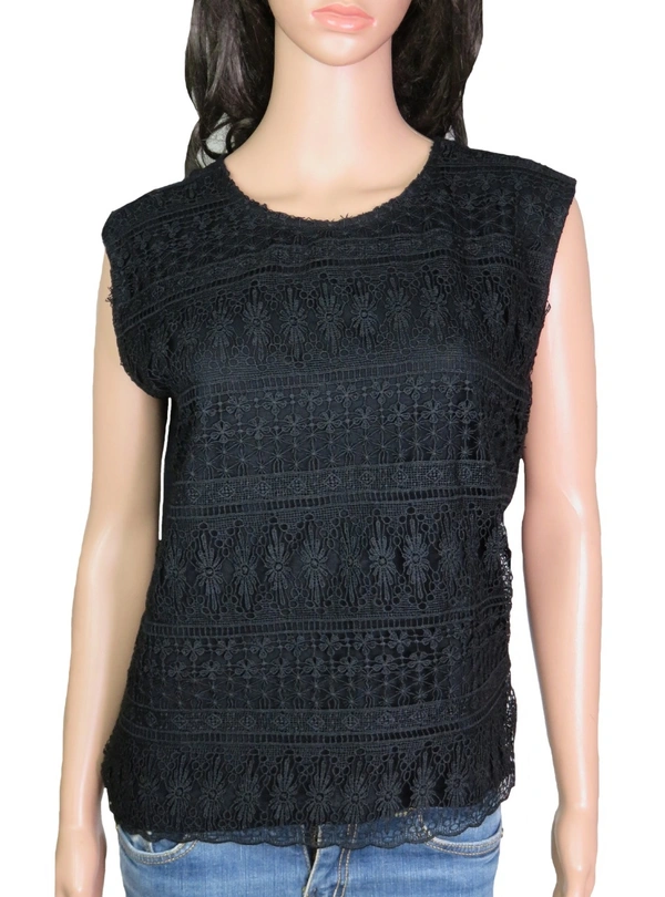 #XW11657 ELGHT2NINE LADIES CROCHET TOP 657 - Black, XS