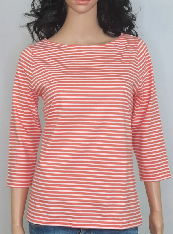 #W12434pB1 APPLESEEDS  APPLESEEDS  STRIPED 3/4TH SLEEVE  TSHIRT  PB1  - Coral, PM