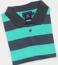 #M10150A1 TERRE DE MARINS TERRE DE MARINS RUGBY STRIPED POLO  0A1 - Green  Striped, M