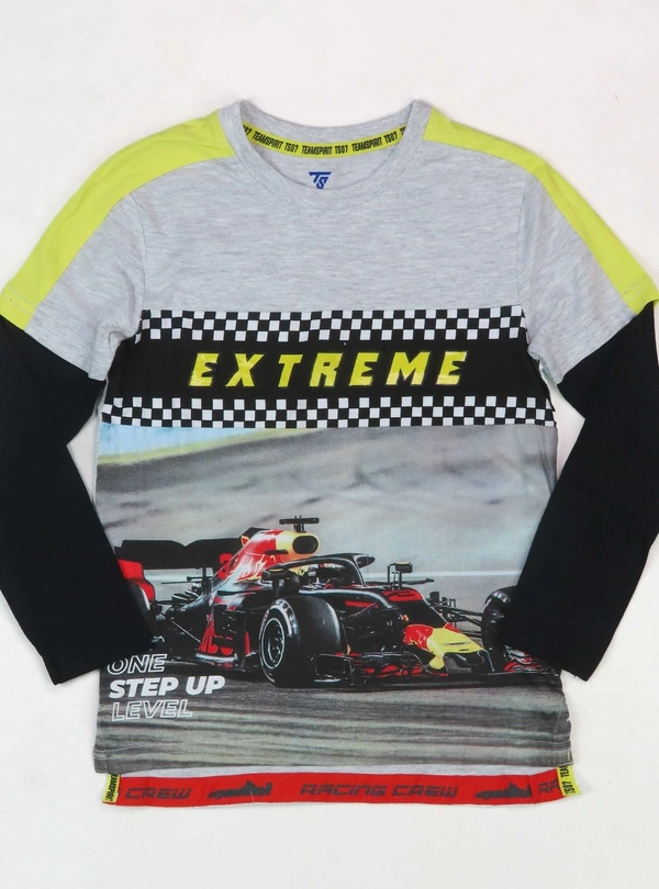 #JB15286B1 TEAMSPIRIT Boys PRINTED  FOOLER TSHIRT  6B1 - Grey Melange, 3/4y