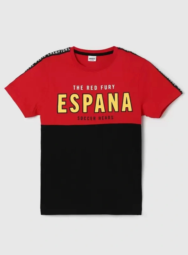 #SB15285G6 MAX (Label Cut) MAX BOYS CUT N SEW TSHIRT 5G6 - Black/Red, 9-10y