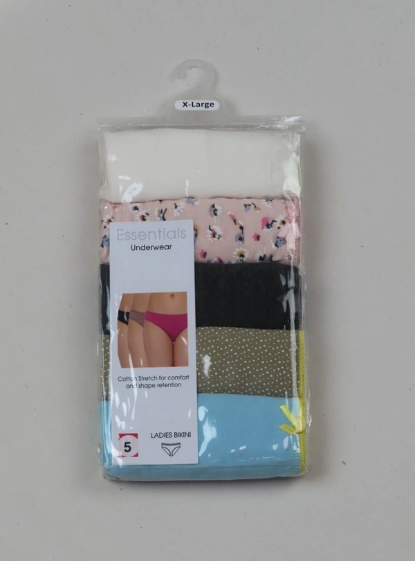 #W11878PO5B1 Twenty 4 and CLOSET TWENTY 4 LADIES 5 PACK BIKINI BRIEFS 5B1 - Mixed Colours, S