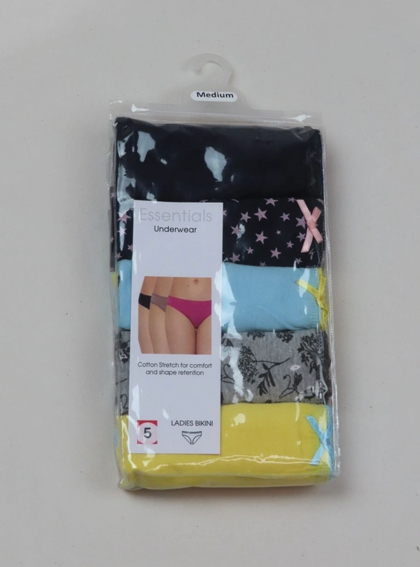 #W11878PO5B1 Twenty 4 and CLOSET TWENTY 4 LADIES 5 PACK BIKINI BRIEFS 5B1 - Mixed Colours, S